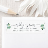 Chic Script Green Foliage Wedding Rücksendeadresse (Insitu)