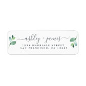 Chic Script Green Foliage Wedding Rücksendeadresse (Vorne)