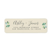 Chic Script Green Foliage Wedding Rücksendeadresse (Vorne)