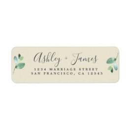 Chic Script Green Foliage Wedding Rücksendeadresse