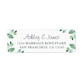 Chic Script Green Foliage Wedding Rücksendeadresse (Vorne)