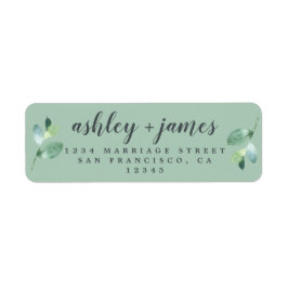 Chic Script Green Foliage Wedding Rücksendeadresse