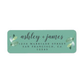 Chic Script Green Foliage Wedding Rücksendeadresse (Vorne)