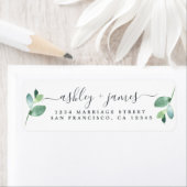 Chic Script Green Foliage Wedding Rücksendeadresse (Insitu)