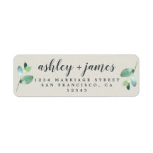 Chic Script Green Foliage Wedding Rücksendeadresse