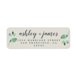 Chic Script Green Foliage Wedding Rücksendeadresse