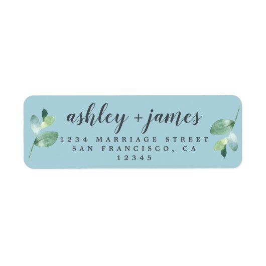 Chic Script Green Foliage Wedding Rücksendeadresse (Vorne)