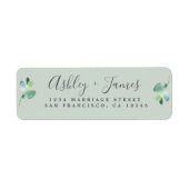 Chic Script Green Foliage Wedding Rücksendeadresse (Vorne)