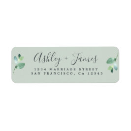 Chic Script Green Foliage Wedding Rücksendeadresse