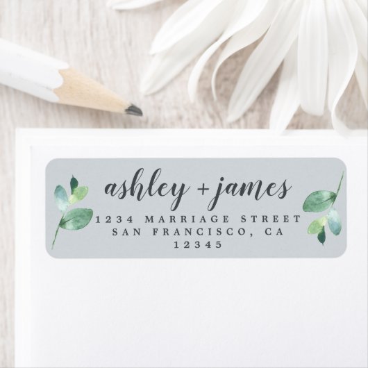 Chic Script Green Foliage Wedding Rücksendeadresse (Insitu)