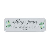 Chic Script Green Foliage Wedding Rücksendeadresse (Vorne)