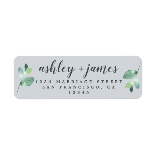 Chic Script Green Foliage Wedding Rücksendeadresse (Vorne)