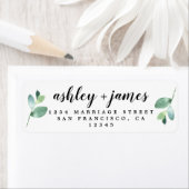 Chic Script Green Foliage Wedding Rücksendeadresse (Insitu)