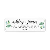 Chic Script Green Foliage Wedding Rücksendeadresse (Vorne)