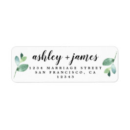 Chic Script Green Foliage Wedding Rücksendeadresse
