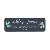 Chic Script Green Foliage Wedding Rücksendeadresse (Vorne)