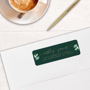 Chic Script Green Foliage Wedding Rücksendeadresse