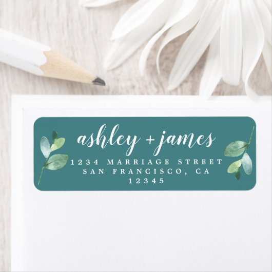 Chic Script Green Foliage Wedding Rücksendeadresse (Insitu)