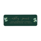 Chic Script Green Foliage Wedding Rücksendeadresse (Vorne)