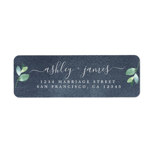 Chic Script Green Foliage Wedding Rücksendeadresse (Vorne)