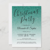 Chic Script Green Glitzer Ombre Party Einladung (Vorderseite)