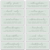 Chic Script Green Wedding Guest Address Labels (Vorderseite)