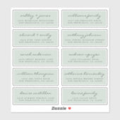 Chic Script Green Wedding Guest Address Labels (Blatt)