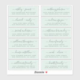 Chic Script Green Wedding Guest Address Labels
