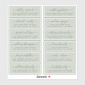 Chic Script Green Wedding Guest Address Labels (Blatt)
