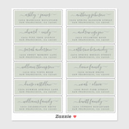 Chic Script Green Wedding Guest Address Labels