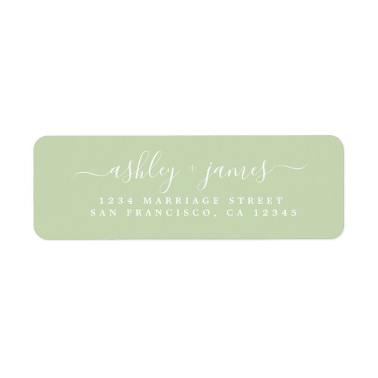 Chic Script Green Wedding Rücksendeadresse (Vorne)
