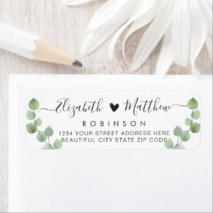 Chic Script Greenerity Wedding Return Address Labe