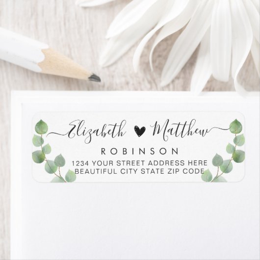 Chic Script Greenerity Wedding Return Address Labe (Insitu)