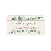 Chic Script Greenery Wedding Ivory Rücksendeadress Adressaufkleber (Vorne)