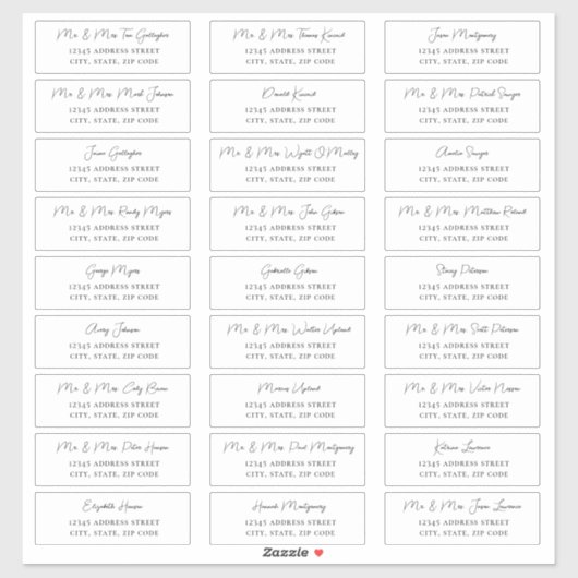 Chic Script Guest Address Labels (Blatt)