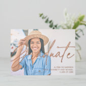 Chic Script H Foto Graduation Party Folieneinladung (Stehend vorne)