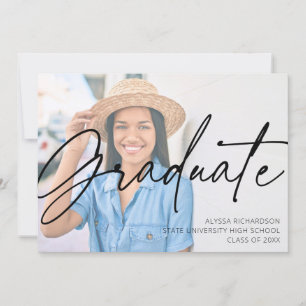Chic Script H Foto Graduation Party Green Einladung