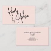 Chic Script Hair Stylist Blush Pink Visitenkarte (Vorne/Hinten)