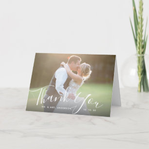 Chic Script Hand Lettered Foto Wedding Vielen Dank Karte