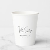 Chic Script Hausname und Ort Pappbecher (Rückseite)