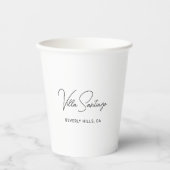 Chic Script Hausname und Ort Pappbecher (Vorderseite)