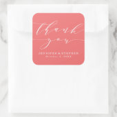 Chic Script | Hochzeit Danke Quadratischer Aufkleber (Tasche)