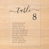 Chic Script Hochzeitstabelle Acryleinladungen (Vorderseite)