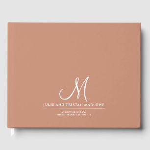 Chic Script Initial Wedding Monogram Clay Gästebuch