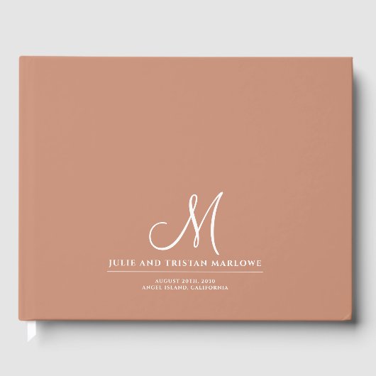 Chic Script Initial Wedding Monogram Clay Gästebuch (Vorderseite)