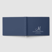 Chic Script Initial Wedding Monogram Navy Blue Gästebuch (Voll)