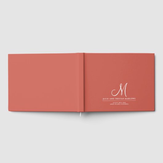 Chic Script Initial Wedding Monogram Rust Orange Gästebuch (Voll)