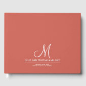 Chic Script Initial Wedding Monogram Rust Orange Gästebuch (Vorderseite)
