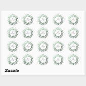 Chic Script Joy Green Foil Wreath Weihnachten Runder Aufkleber (Blatt)
