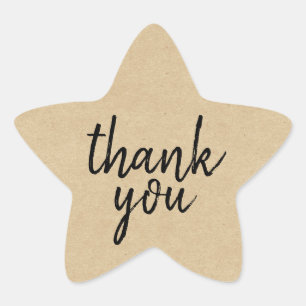 Chic Script Kraft Paper Danke Geschenk Star Label Stern-Aufkleber